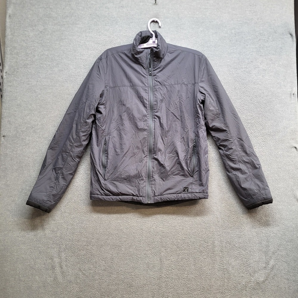 American Eagle Men Jacket Small Gray Technical Outerwear Full Zip Ripstop READ